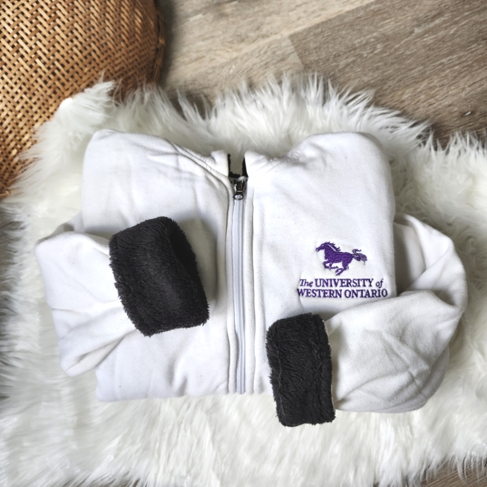 White University of Western Ontario Zip Up Hoodie
